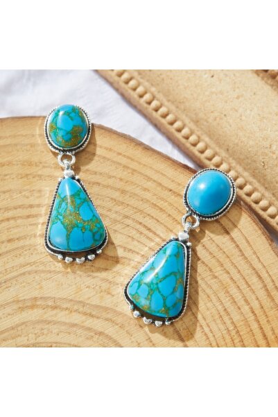 Choice wa6011-1 Bohemian Vintage Inlaid Imitation Turquoise Geometric Pendant...