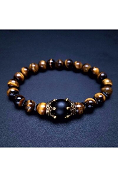 Choice سوار رجالي جديد بتصميم تاج من أحجار طبيعية، مزين بخرز عين النمر، وحجر ...