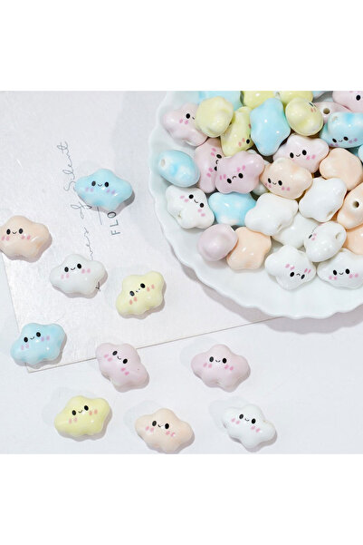 choice2 mixed color 10pcs Colorful Chubby Smiling Cloud White Ceramic Beads D...