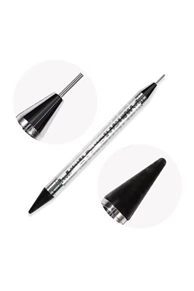 DUTRIEUX Black Wax Nail Rhinestone Picker Dotting Pen Dual-ended Wax Pencil F...