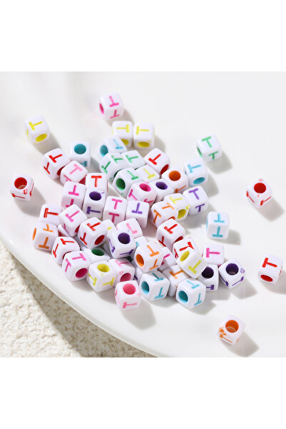 Choice21 T 100pcs 6*6mm Square Acrylic Letter Beads A-Z Loose Spacer Beads fo...