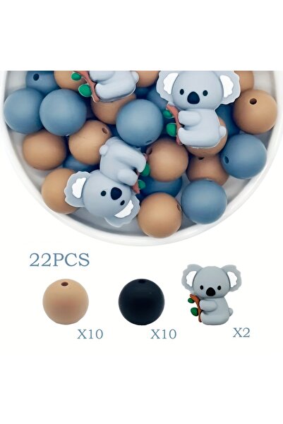 Choice koala kit 22 Pcs Silicone 3D Charms Koala Beads with Round Bead Kit fo...