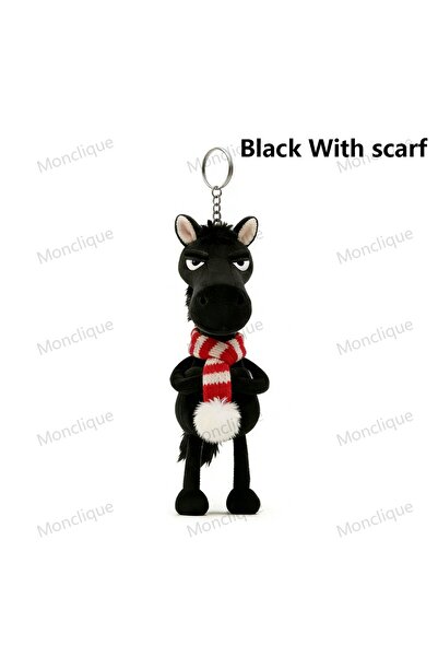 Choice Black Scarf Cute Plush Arrogance Pony Keychain for Women Bag Pendant D...
