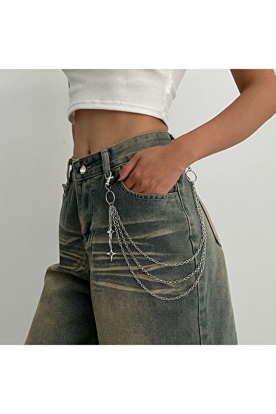 Choice Silver Salircon Punk Multilayer Metal Star Pendant Pant Chain Hip Hop ...