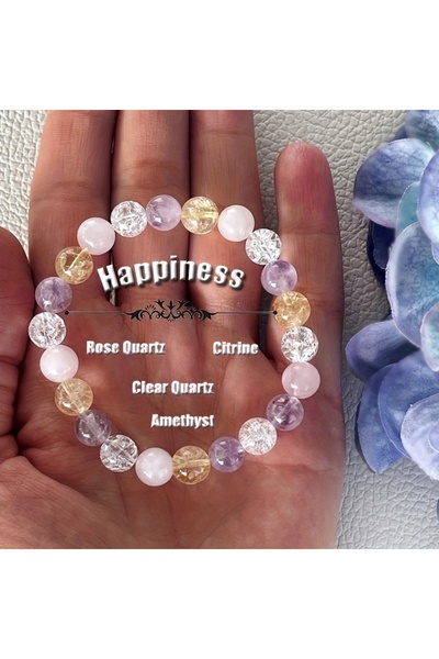 Choice MULTI 20cm 1pc/Love and Happiness Stone Beaded Bracelet Healing Crysta...