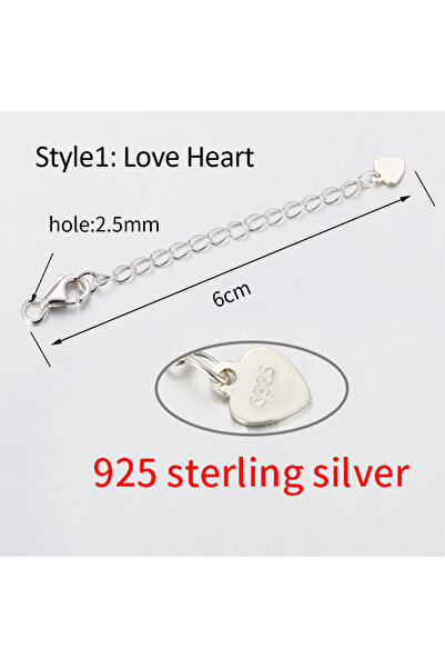 Choice طولها حوالي 6 سم، قطعتان من سلاسل التمديد على شكل قلب من الفضة الإسترل...