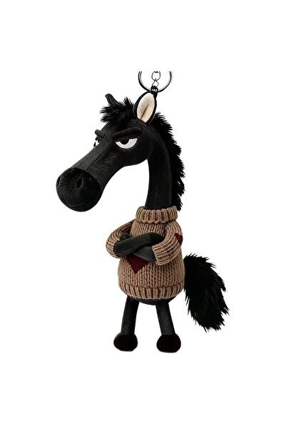 Choice B Cute Plush Black Horse Keychains, 2026 Year of the Horse Plush Keyri...