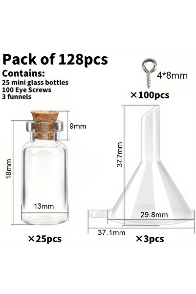Choice Drift Bottle 128pcs 30/128Pcs Drift Glass Bottle Charms Set Wish Bottl...