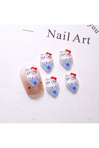 Miniso 03 100Pcs/Pack Ice Cream Nail Charms - 3D Kuromi & Hello Kitty Cone Na...