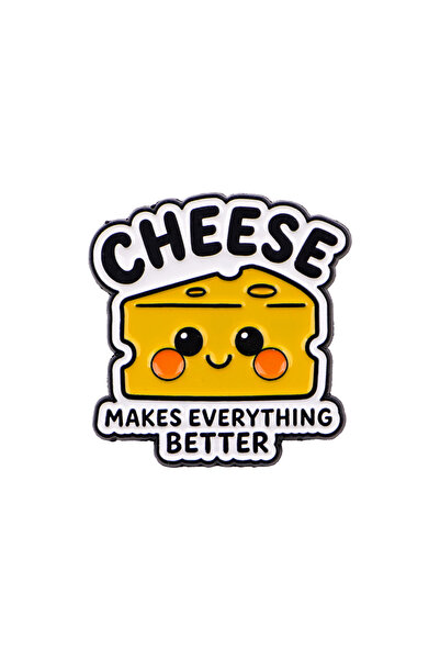 Choice 8 دبابيس مينا لطيفة على شكل قطة فضائية مع اقتباسات عن الجبن، بروش للمع...