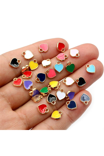 Choice 50pcs 50pcs Drip Glaze Mini Heart Enamel Charms Craft Supplies for Han...