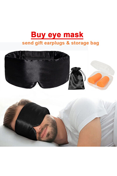 Choice3 قناع نوم أسود من حرير الطبيعي 100% مع سدادات أذن إسفنجية، وقناع نوم م...