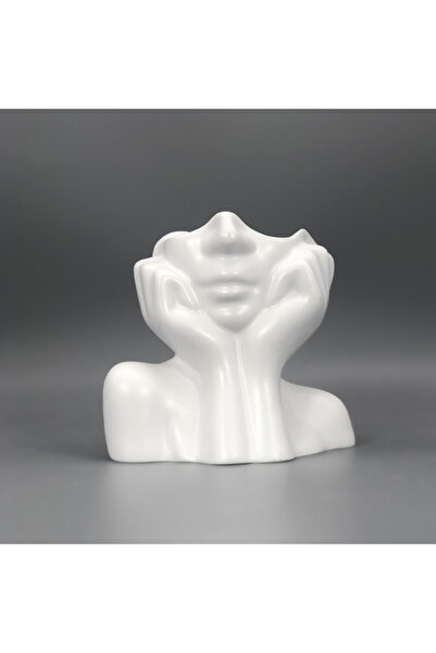 Choice حامل فرش مكياج أبيض، مزهرية فنية على شكل وجه بشري، مناسبة لتزيين سطح ا...