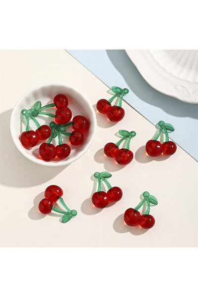Choice style 1 10Pcs 2 Styles Transparent Acrylic Red Cherry Charms Pendants ...