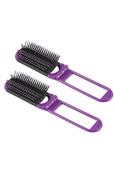 Choice Purple 2pc 2 In 1 Mini Hair Brush Folding Massage Comb Head Massage An...