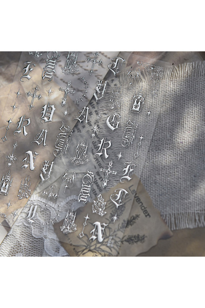 Choice 1pcs Metallic Texture Gothic Impression Nail Stickers Gold Silver Hot ...