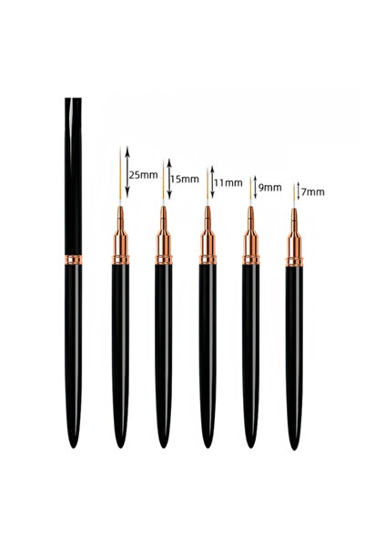 Choice Black 5 In 1 Nail Art Pen Set Brushes Set Elongated Lines Striping Dra...