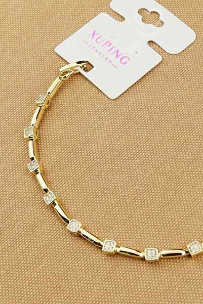Keyifli Hayaller xuping bileklik - Xuping Vip Kare Beyaz Taşlı Sıralı 14K Bil...