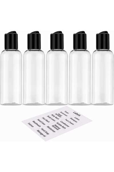 Choice1 مجموعة زجاجات مستحضرات تجميل بيضاء سعة 100 مل، 5 قطع، مع ملصقات، هدية...