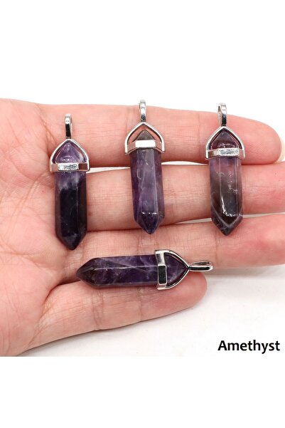 Choice Amethyst 1PC Hexagonal Chakra Crystal Pendant Bullet Shape Natural Gem...