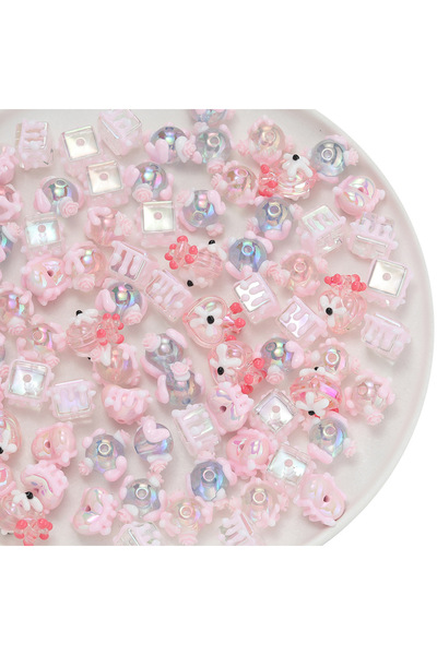 Choice4 ١٠ قطع من الخرز الوردي المختلط، ١٠ قطع/مجموعة، خرز أكريليك ملون، لطيف...