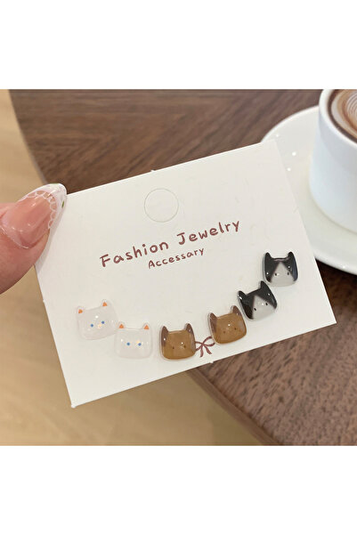 Choice 2-3pairs 6Pcs/Set Exquisite Cute Cat Stud Earring for Women Sweet Girl...