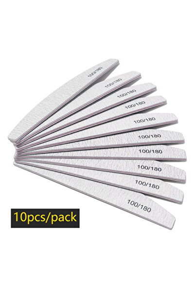 Choice 10 PCS Nail File Buffer 100/180 Grit Half Moon Nail Files Double Side ...