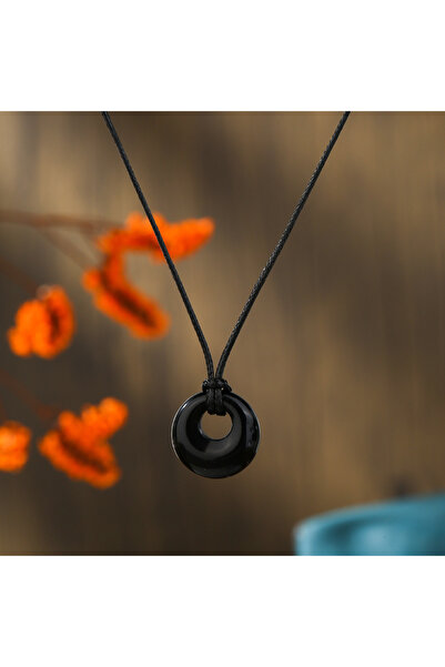 Choice قلادة من حجر العقيق الأسود الطبيعي، قطعة واحدة، قلادة بسيطة وأنيقة للن...
