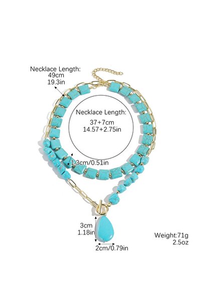 Choice قلادة واحدة متوفرة للنساء، مصنوعة من خرز الفيروز الطبيعي، بتصميم دمعة ...