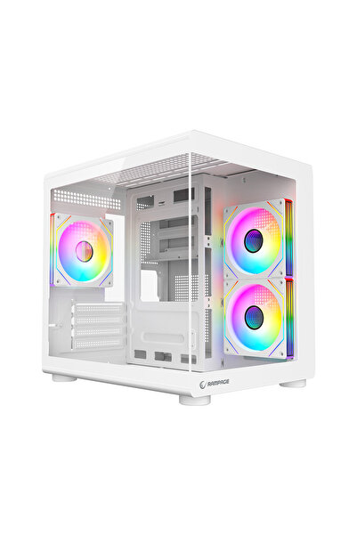 Rampage MINID V1 750W 80 Plus Bronze M-ATX Temperli Camlı 3*12cm ARGB Fan Bey...