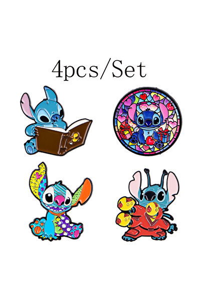 Choice 3 4-6pcs/Set Cute Blue Alien Enamel Pin Cartoon Character Brooches Wom...