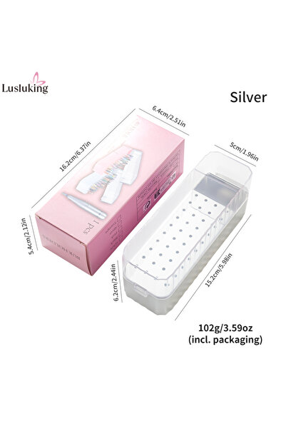 Choice علبة تخزين فضية اللون، تحتوي على 40/49 فتحة لريش مثقاب الأظافر، ذات سع...