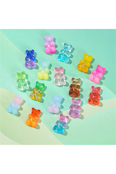 NAILFYOU 20pcs 20pcs Glitter Resin Bear Charms Nail Art Decorations Jewel 3D ...