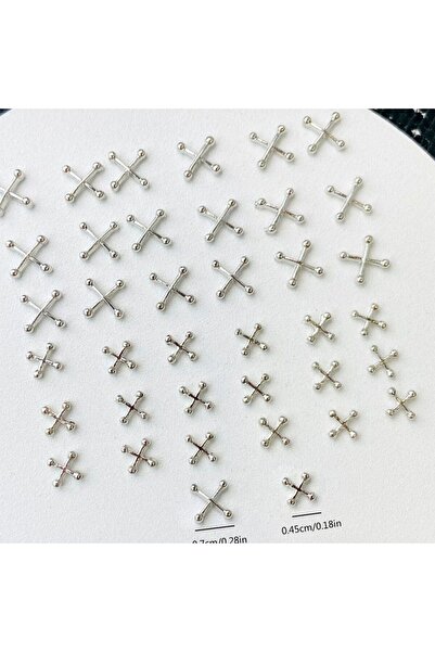 Choice 50PCS-DMIX-353 50PCS Mixed Size 3D Punk Silver Cross Metal Parts Manic...