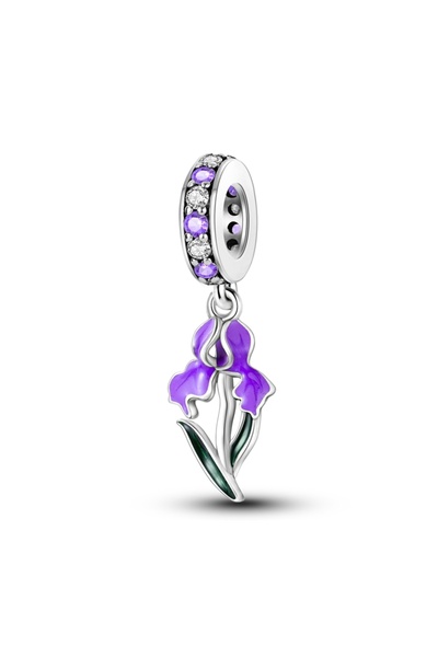 Choice WHITE Purple Iris Plant Pendants 925 Sterling Silver Plated Original B...
