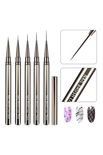 Choice 5pc 5PCS 6/9/12/15/18mm Nail Liner Brush Set Drawing Lines Stripe Pain...