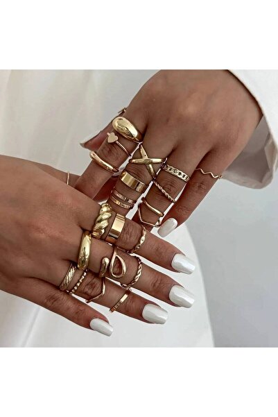 Choice Gold Color IngeSight.Z 24Pcs/Set Vintage Gold Color Metal Smooth Rings...