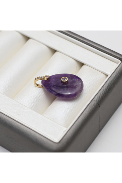 Choice قطعتان من أحجار الجمشت الطبيعية، تعليقات على شكل قطرة ماء من الكريستال...