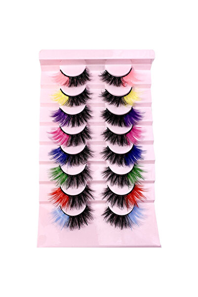 Choice CS-F08 Colored Lashes Mink Eyelash With Color on End, 8 Pairs Fluffy L...