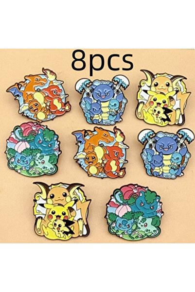 Choice Light Yellow Gold Color 8pcs Pikachu & Gengar Enamel Pins Set Creative...