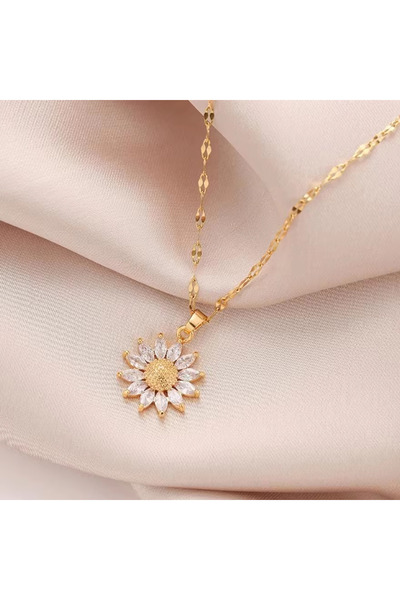 Choice AXL40192 1PCS Flower Pendant Necklace For Women Gold Color Chain Shiny...
