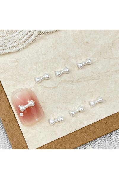 Choice ١٠ قطع من زينة أظافر ثلاثية الأبعاد لطيفة من الراتنج على شكل فيونكة لؤ...