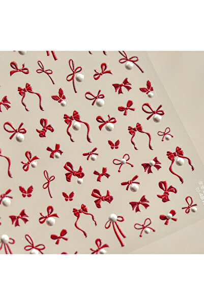 NAILFYOU TO4819 Shiny Red Bowknot Bow Tie Silk Ribbon Butterfly 5D Nail Art S...