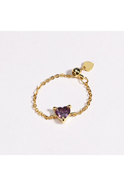 Choice resizable gold purple Colored Zircon Heart Pull-out Chain Adjustable R...