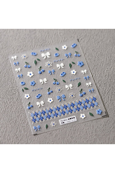 Choice 1 Sheet-Blue 1Pc 3D Nail Art Stickers Little Blueberry Blossom High Qu...