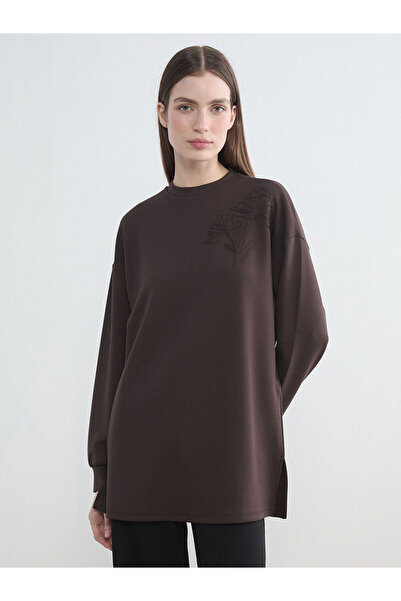 LC Waikiki Peak New Season Crew Neck Embroidered Women's Sweatshirt Tunic