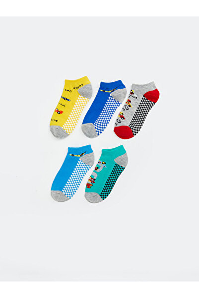 LC Waikiki Rmz Gi̇yi̇m Farkiyla Embroidered Boys' Booties Socks 5-Pack