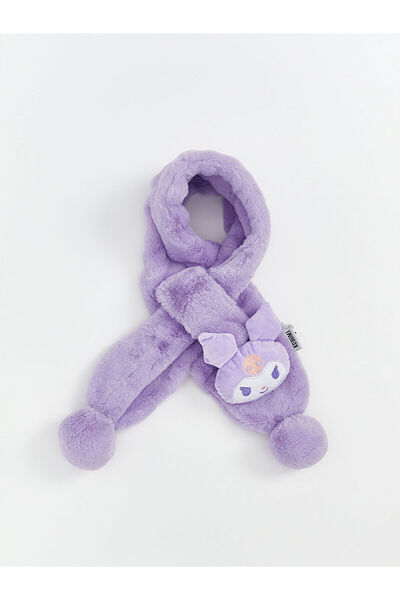 LC Waikiki Nevavm Farkıyla Lcw Accessories Lilac Plush Embroidered Girls' Scarf