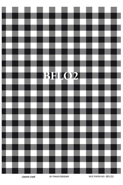 LİNEART BFLO2 Siyah Beyaz, Çizgili, Kareli 29*42 cm Pirinç Dekopaj