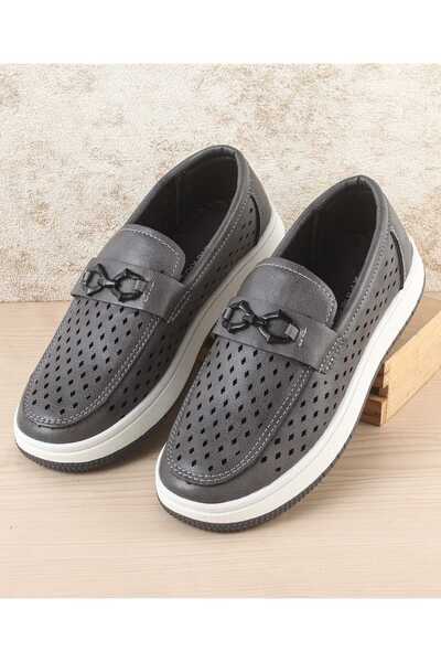 Pine kids Solid Coloured Formal & Party Wear Shoes - Grey